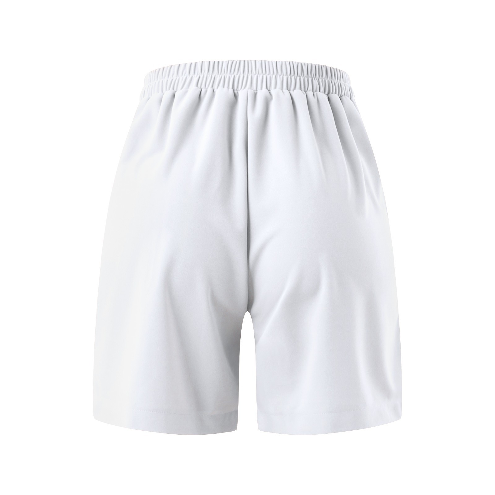thumbnail image 4 of Pantalones cortos casuales de cintura alta para mujer - Cintura elástica, corte holgado, mezcla de algodón, liso, 4 of 6
